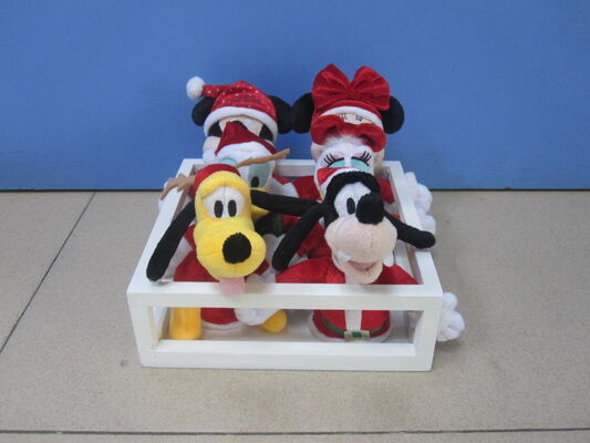 4 inch Full Set Disney Plush Toys Keychain In Tray Characters For Christmas Holiday