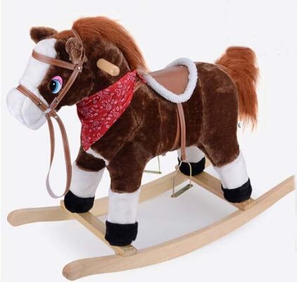 Wooden Frame Cute Brown Rocking Animals Indoor For Chlidren Riding On
