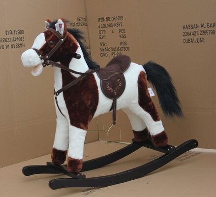 Plush Rocking Horse With Sound Moving Mouth and Tail For Children Ride on Playing