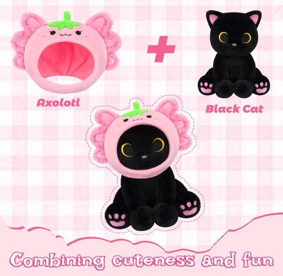 Mèo đen Plush dâu tây Axolotl Hooded stuffed animal