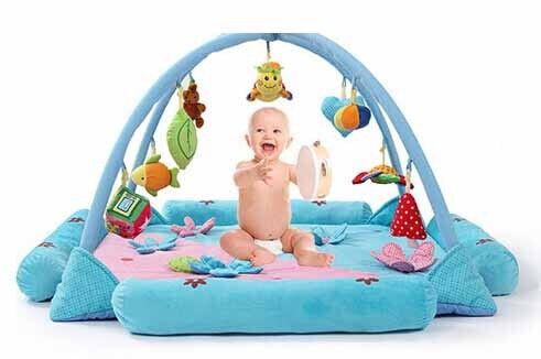 Personalised Happy Garden Blue Baby Play Gyms Soft Foam Floor