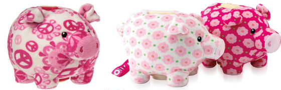 Fashion Pink Stuffed Animal Piggy Bank Personalized For Coin Collection