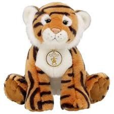 Customized Stuffed Animal Toys Brown Tiger With Badge Plush Toy